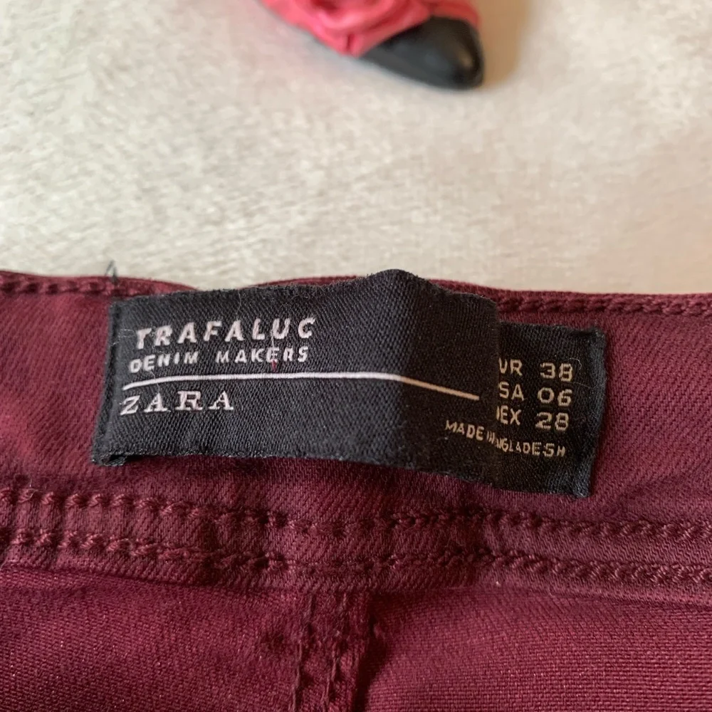 ZARA TRAFALUC deep maroon super skinny ladies jeans size 6 NWT